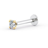 Titanium Cubic Zirconia Cartilage Piercing with 14K Gold - 18G