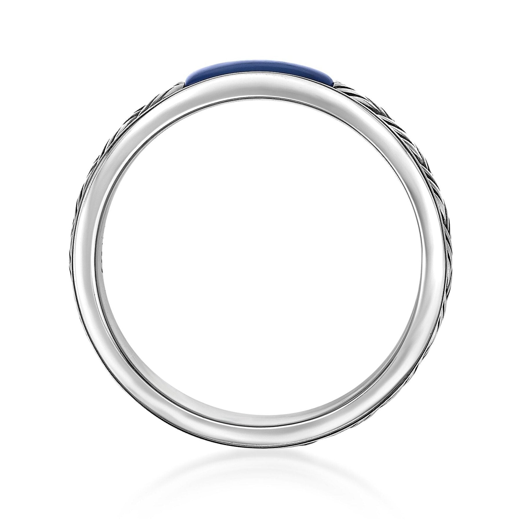 Men's Royal Blue Agate Woven Band in Sterling Silver