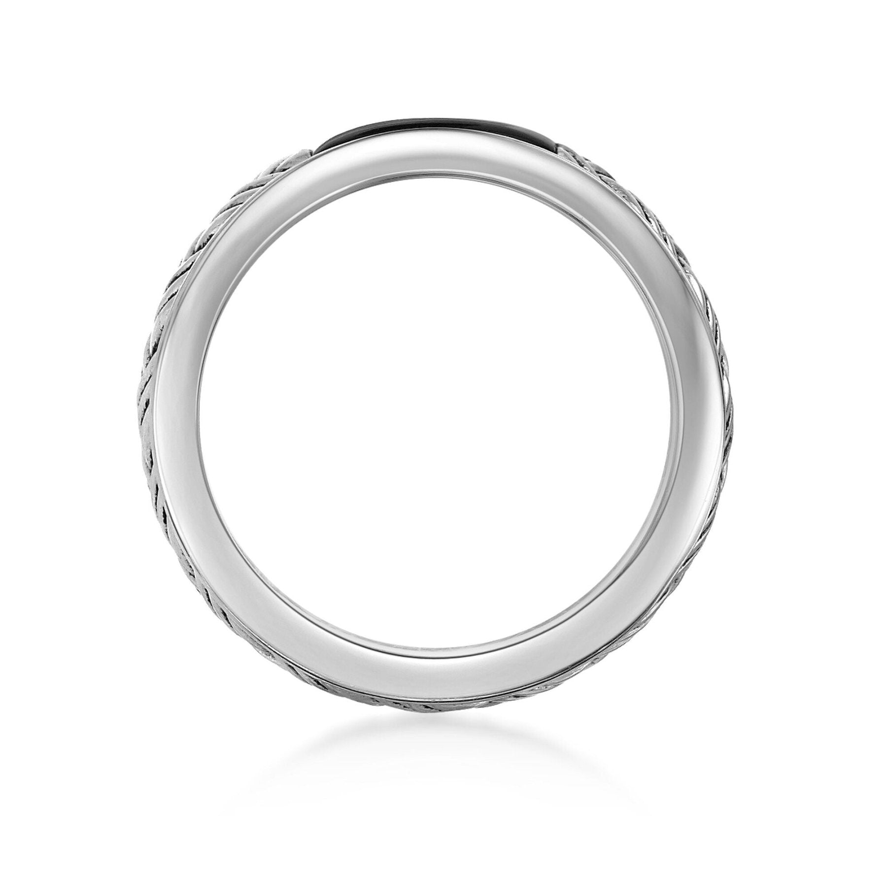 Men's Black Onyx Woven Band in Sterling Silver