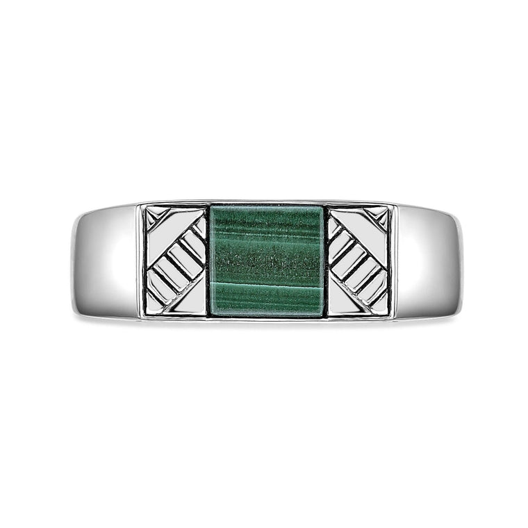 Men's Malachite Ring in Sterling Silver