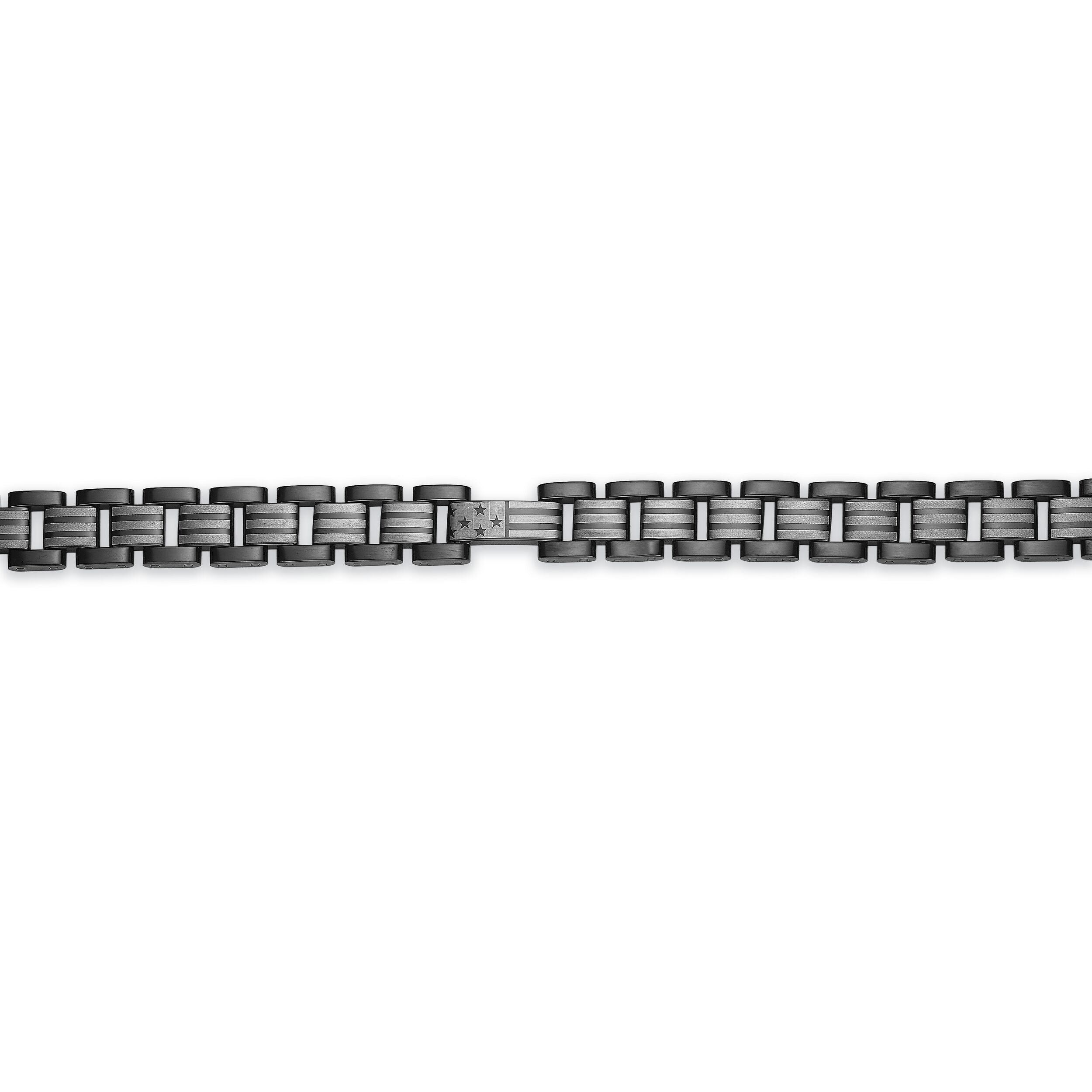 American Flag Bracelet in Black Ion-Plated Stainless Steel