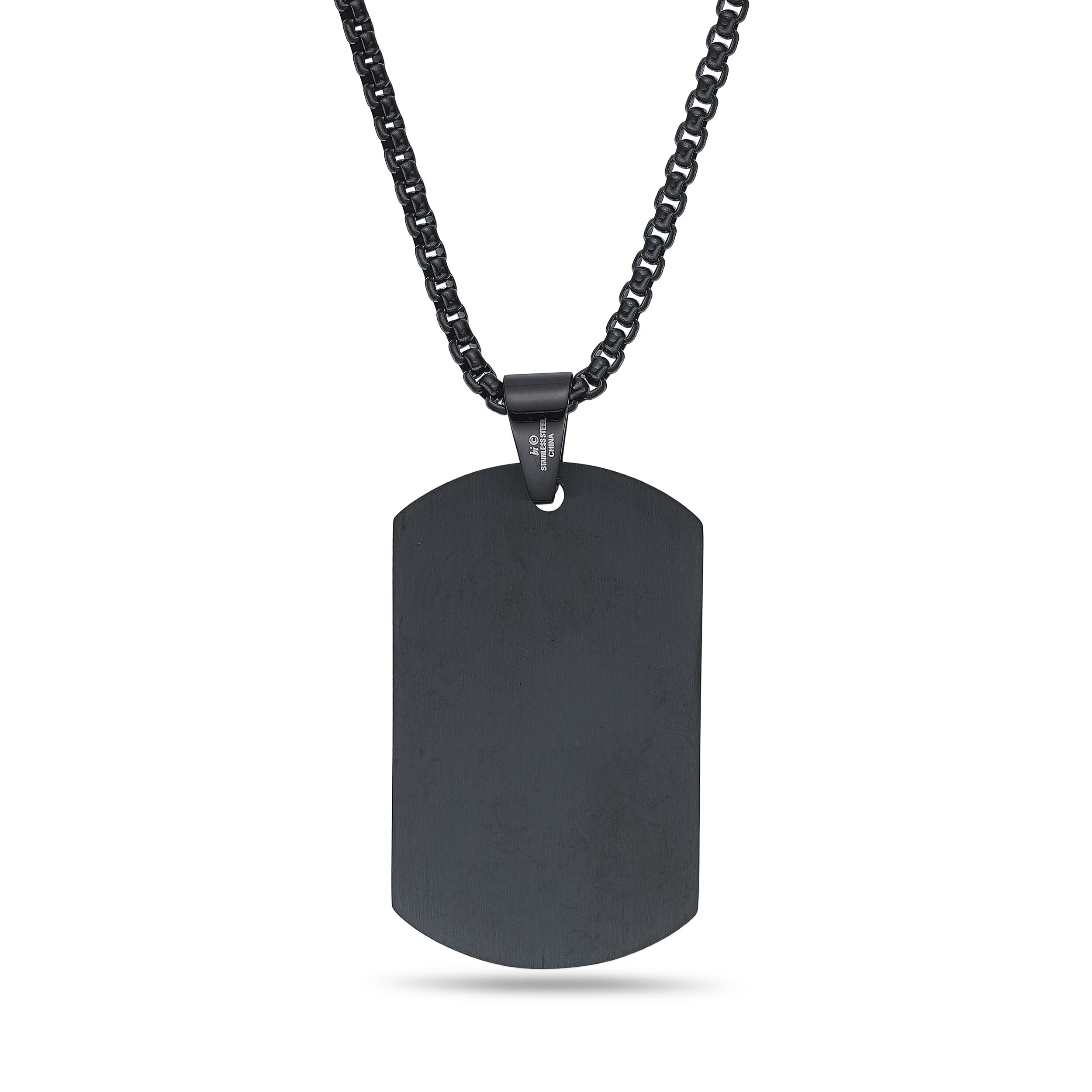 American Flag Dog Tag in Black Ion-Plated Stainless Steel