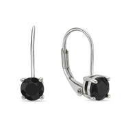 Black Onyx Leaverback Earrings in Sterling Silver