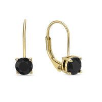 Black Onyx Leaverback Earrings in Sterling Silver