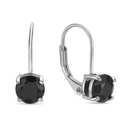 Black Onyx Leaverback Earrings in Sterling Silver