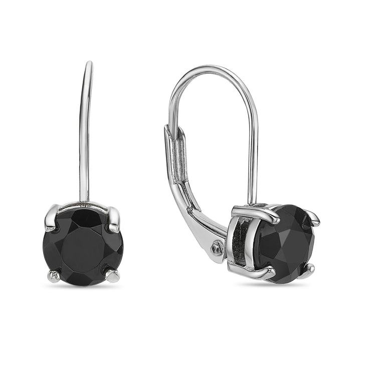 Black Onyx Leaverback Earrings in Sterling Silver