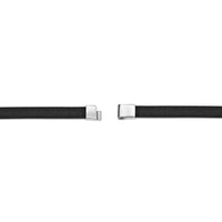 Black Leather Bracelet with Black Agate Bar in Sterling Silver, 8.5"
