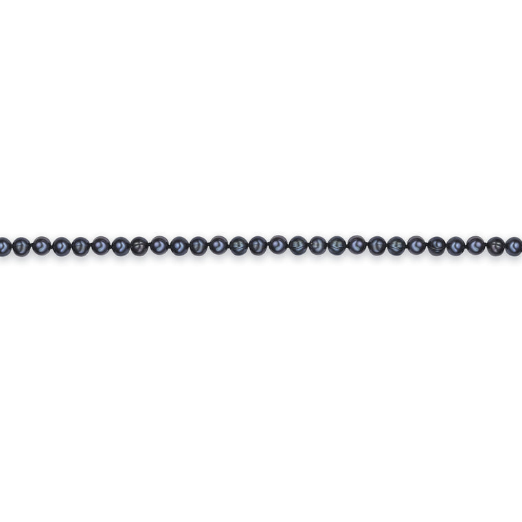Black Pearl Necklace with Sterling Silver, 16"