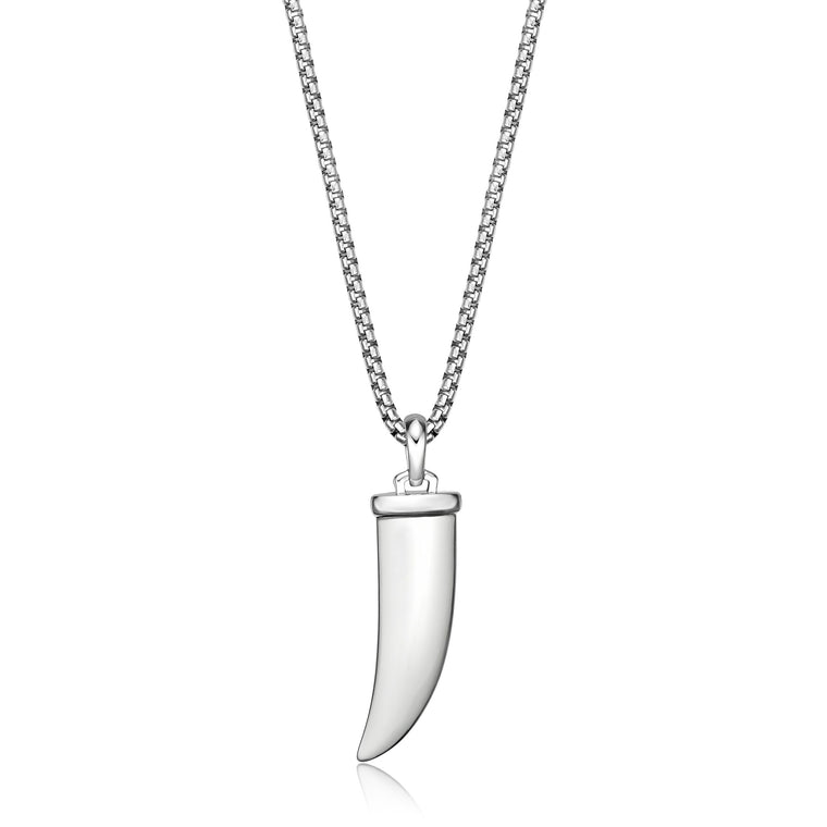 0.20 ctte Natural Diamond Fang Pendant in Sterling Silver, 24"