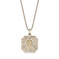 Lion's Head Medalion Pendant with 0.018 cttw Black Diamond in Yellow Gold Plated Sterling Silver, 24"