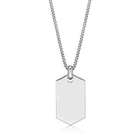 Chevron Black Onyx Dog Tag Pendant in Sterling Silver, 24"