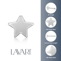 14K Gold Star Nose Stud - 20G