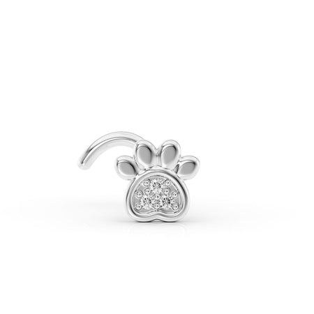 14K Paw Pad Cubic Zirconia Curved Nose Ring - 20G