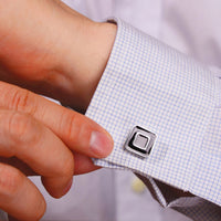 Square Resin Cufflinks in Stainless Steel