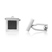 Carbon Fiber Square Cuff Links in Stainless Steel