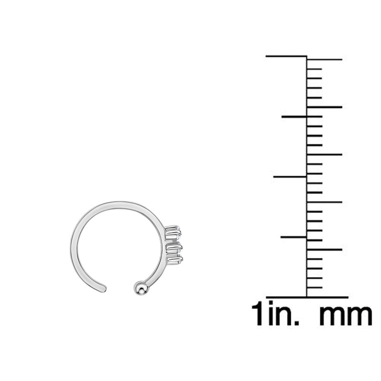 14K Gold Three-Stone 0.025 Carat Lab Grown Diamond Nose Hoop - 20G