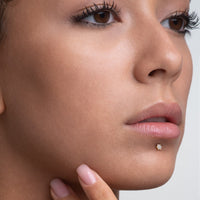 10K Yellow Gold Internally Threaded Cubic Zirconia Star Shape Jeweled Micro Labret, 16 Gauge