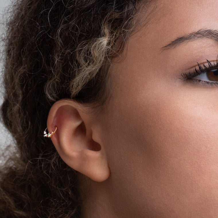 10K Yellow Gold Cubic Zirconia Nose Hoop - 20G