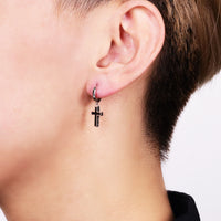 Cross Hoop Earring in Sterling Silver