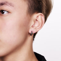 Skull Hoop Earring in Black Ion Plated Stainless Steel