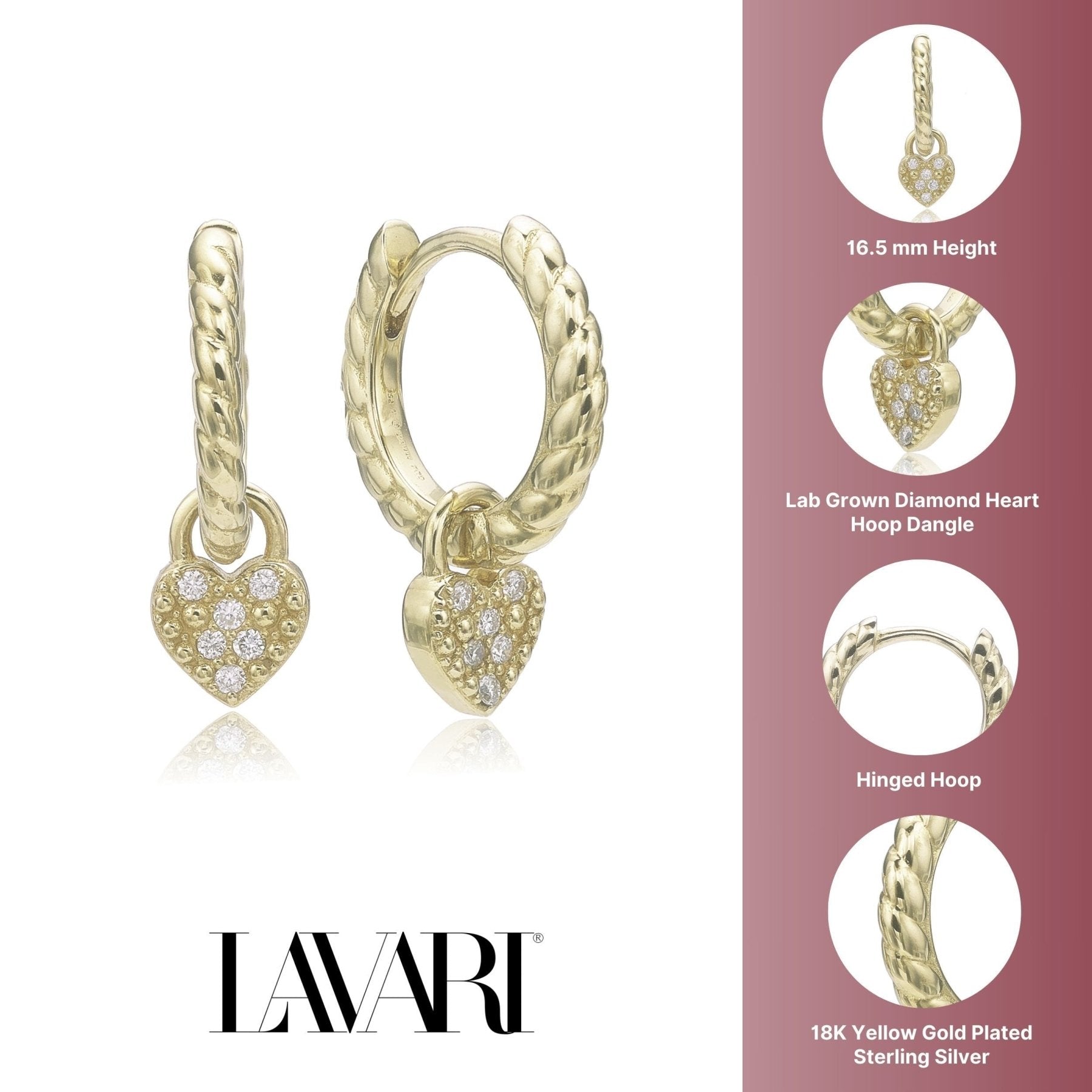 Dangle Heart Hoop Earrings