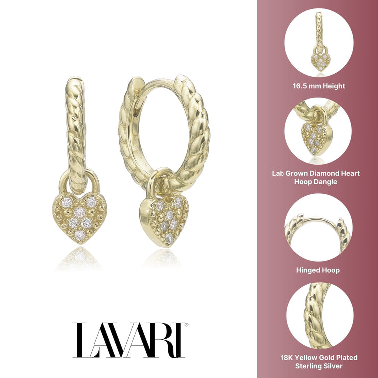 Dangle Heart Hoop Earrings