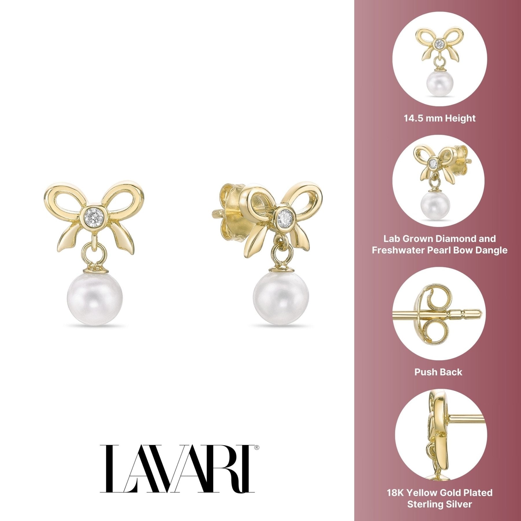 Dangle Bow Pearl Earrings