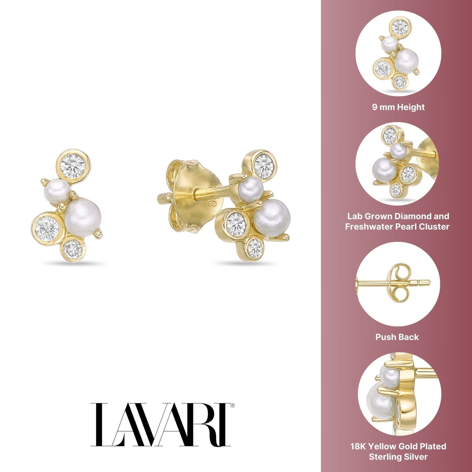 Pearl Cluster Stud Earrings