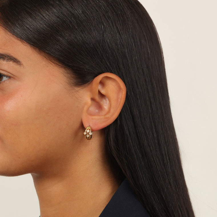 Lab Grown Diamond Cage Huggie Earrings