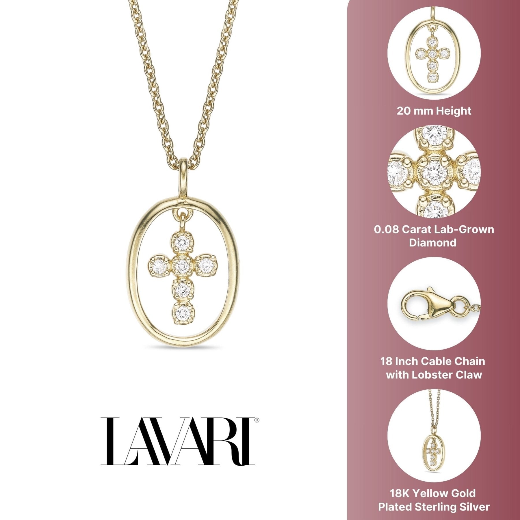 Oval Cross Pendant Necklace