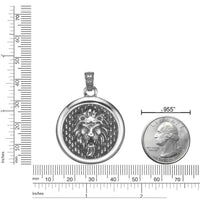 Lion Medallion Pendant in Antique Finish Stainless Steel