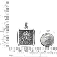 Lion Square Medallion Pendant in Antique Finish Stainless Steel