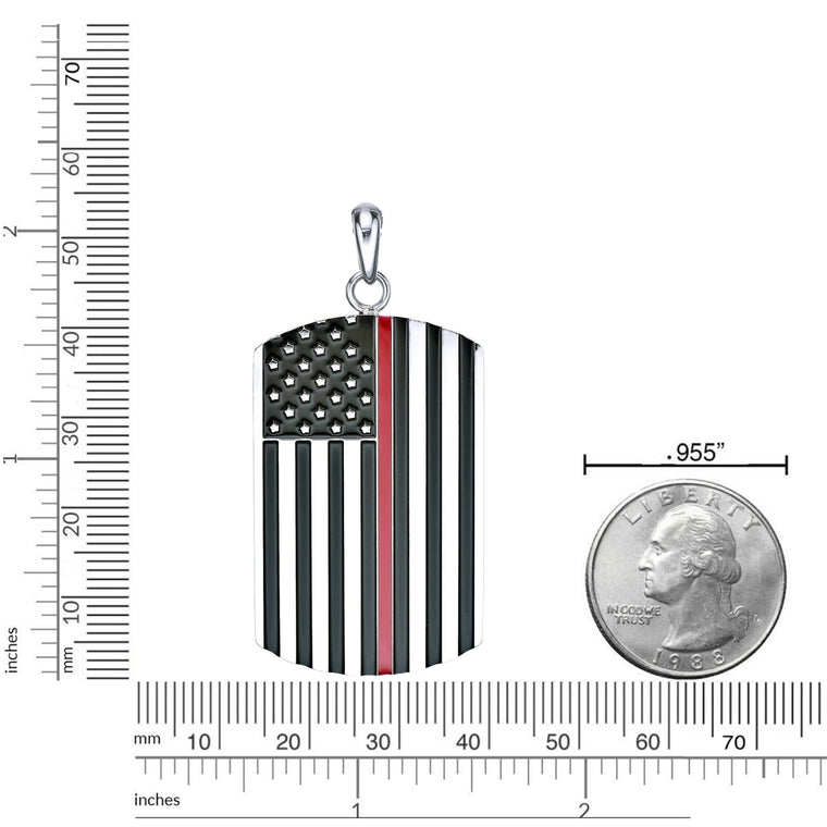 American Flag Dog Tag in Red Enamel Stainless Steel