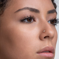 20 G (0.8 mm) L-Shape Nose Ring in 14K Yellow Gold