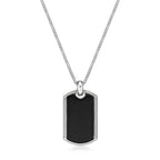Men’s Black Agate Dog Tag Pendant in Stainless Steel