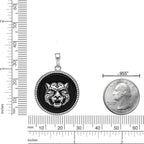 Men’s Black Agate Tiger Medallion Pendant in Stainless Steel