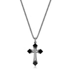 Men's Black Onyx Cross Pendant in Sterling Silver
