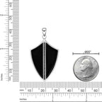 Men's Black Spinel Shield Pendant in Sterling Silver