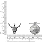 Men's Bull Pendant with Black Spinel in in Oxidized Sterling Silver
