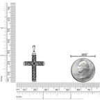 Men's Black Spinel Cross Pendant in Sterling Silver