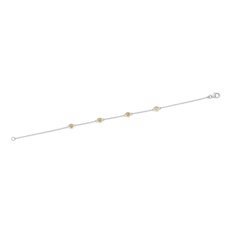 Birthstone Station Bracelet in Sterling Silver