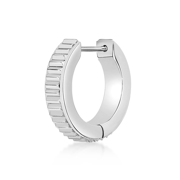 Ridged Hoop Earring in Stainless Steel