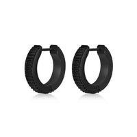 Ridged Hoop Earring in Black Ion Plated Stainless Steel