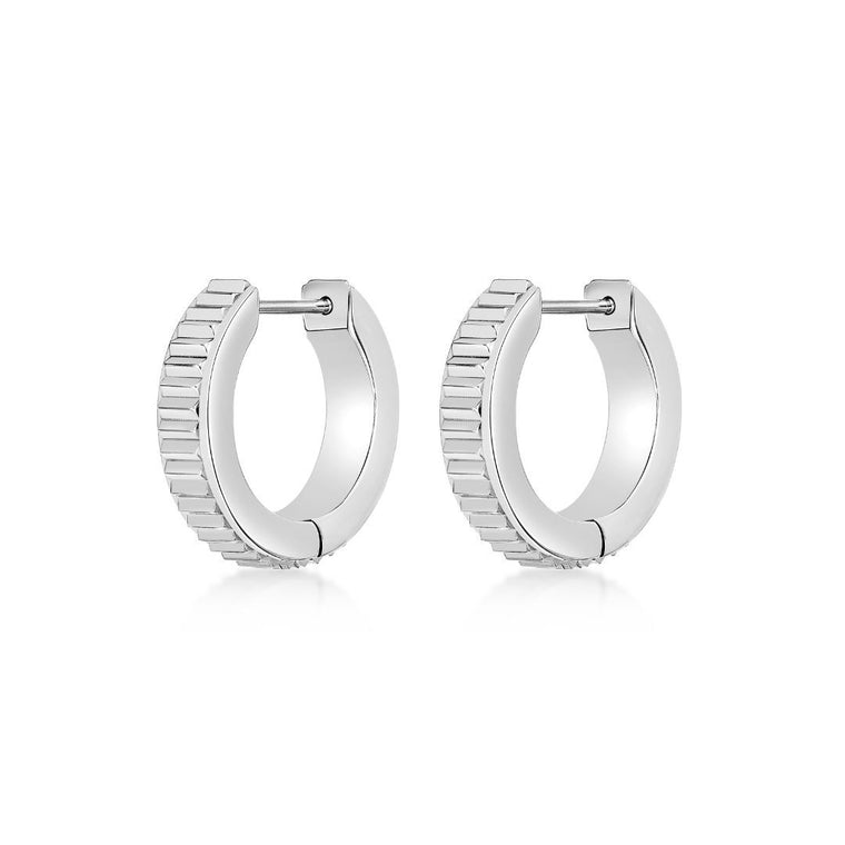 Ridged Hoop Earring in Stainless Steel