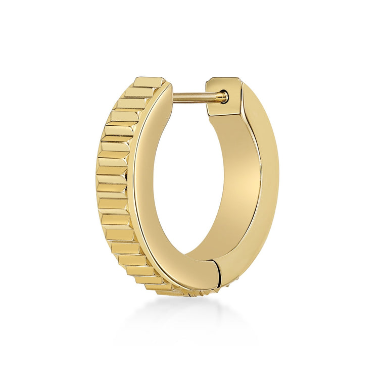 Ridged Hoop Earring in Gold Ion Plated Stainless Steel