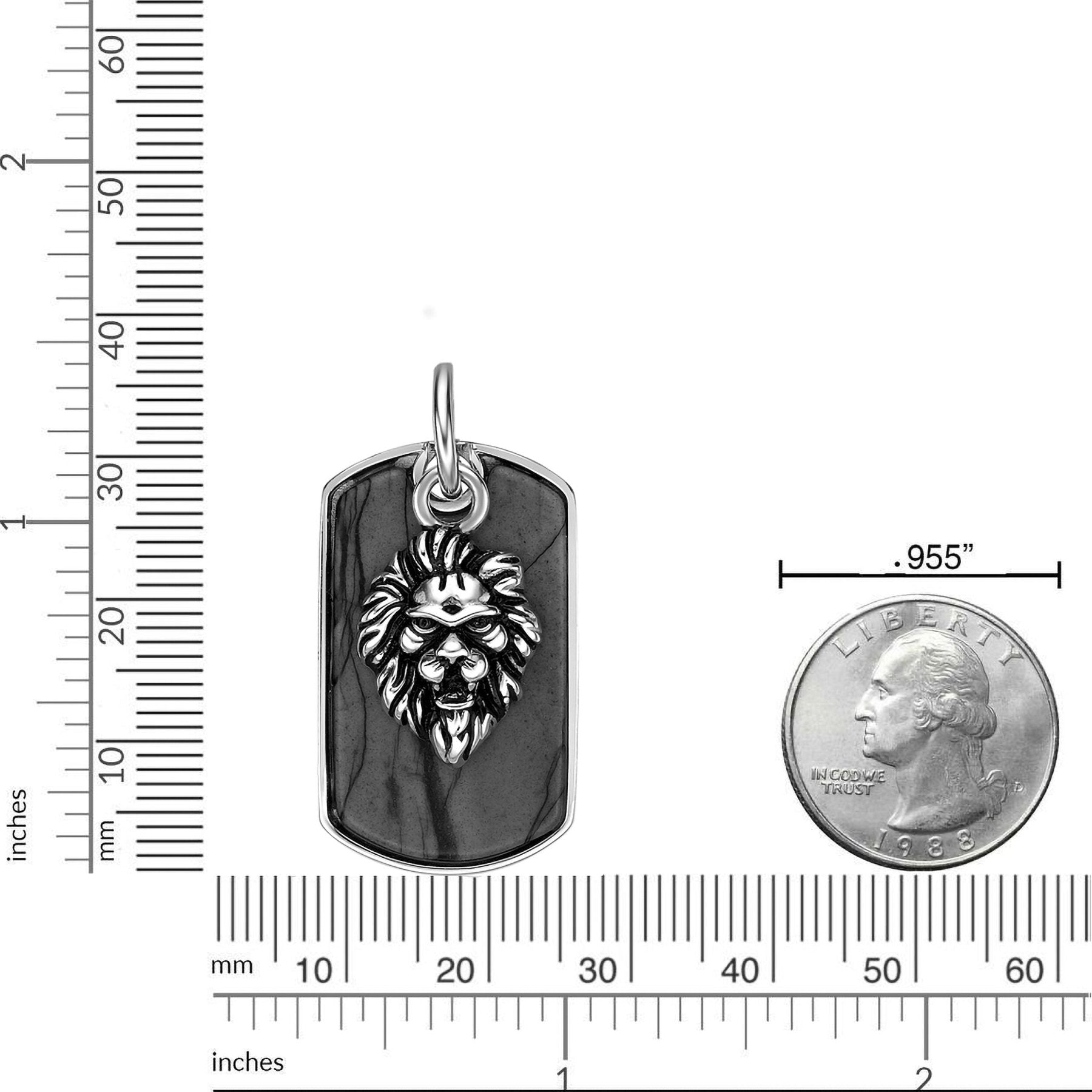 Men's Picasso Jasper Lion Dog Tag in Stainless Steel