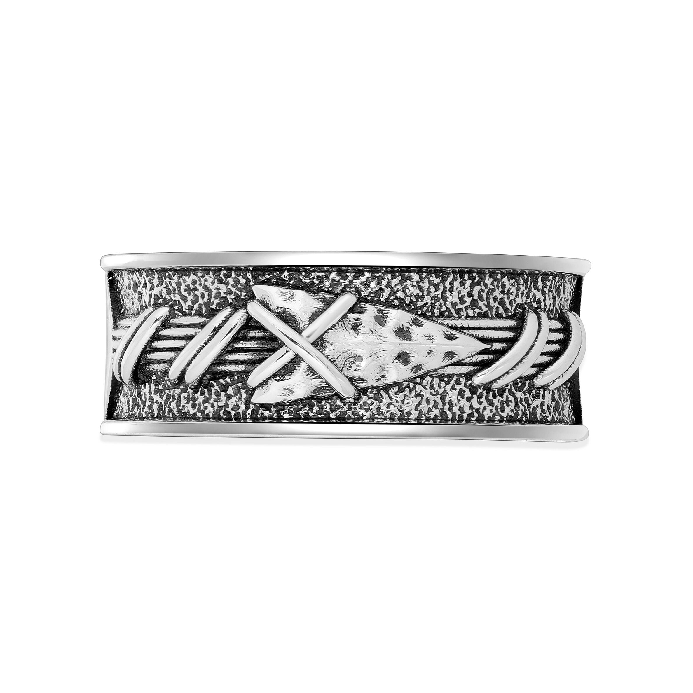 Men's Arrowhead Band in Oxidized Sterling Silver