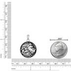 Black Spinel Lion's Head Medallion Pendant in 925 Sterling Silver