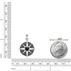 Men's Black Spinel Compass Pendant in Sterling Silver
