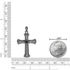Men's Black Spinel Cross Pendant in Sterling Silver
